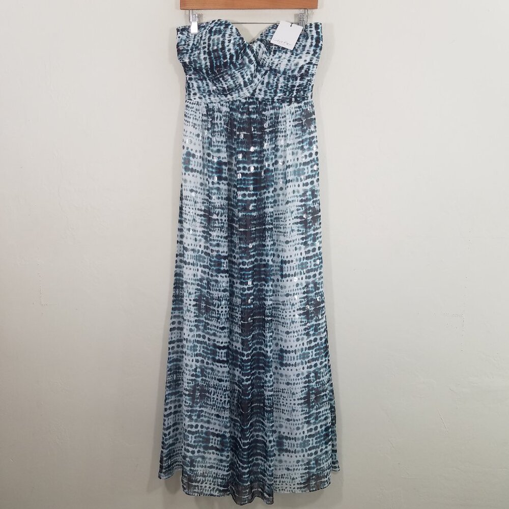 NWT Calvin Klein Strapless Blue/White Long Dress Size 6